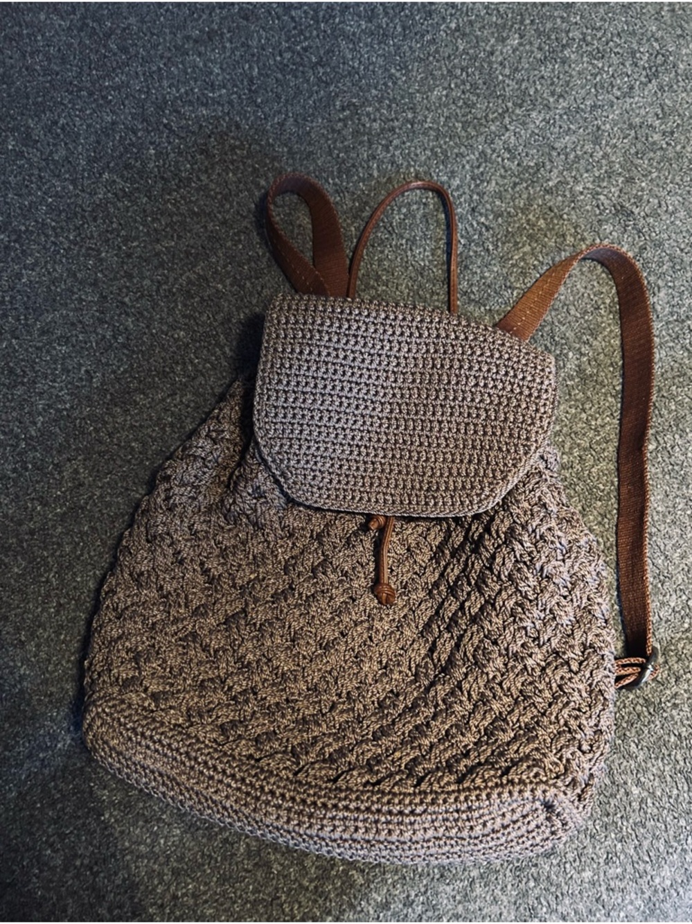 The Sak Brown Crocheted Backpack